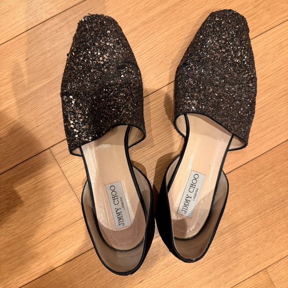 Jimmy Choo - Black / Gold Globe D'Orsay Flats - Size 38.5 - Picture 2 of 7